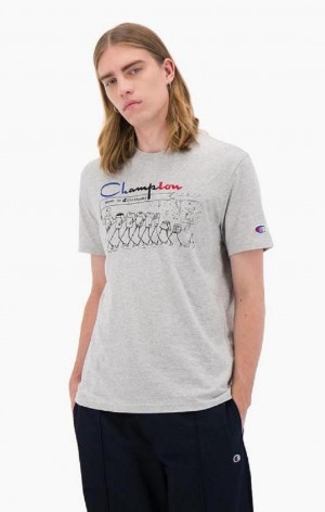 Champion Archive Centenary Print T-Shirt T-shirt Herr Ljusgrå | 2147-FMQJC