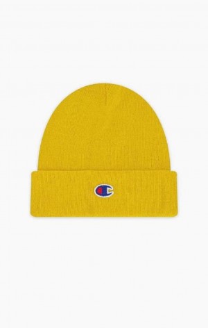 Champion C Logo Recycled Yarn Beanie Hat Hatt Herr Guld | 8591-WDMTI