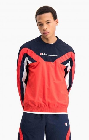 Champion Colour Block And Stripe Track Sweatshirt Tröjor Herr Röda | 7152-VXRCN