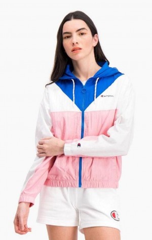 Champion Colour Block Hooded Track Jacket Hoodie Dam Rosa | 6190-HXIGM