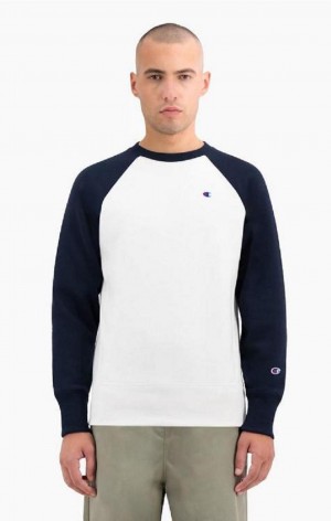 Champion Colour Block Reverse Weave Sweatshirt Tröjor Herr Vita | 4869-DOIVC