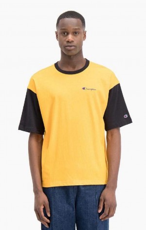 Champion Colour Block Script Logo T-Shirt T-shirt Herr Orange | 2358-QAFUW