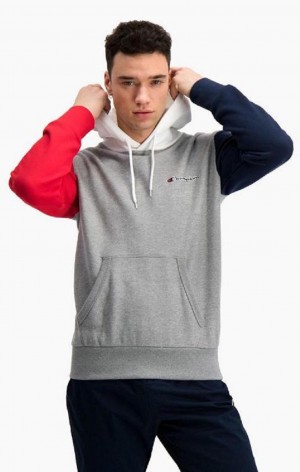 Champion Contrast Colour Block Sleeve Hoodie Hoodie Herr Mörkgrå | 4297-XYRNW