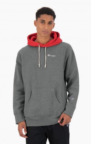 Champion Contrast Hood Reverse Weave Hoodie Hoodie Herr Mörkgrå | 2096-MEYQP