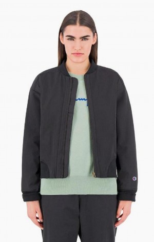 Champion Cropped Stretch Bomber Jacket Jackor Dam Svarta | 4219-DILMW