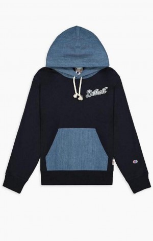 Champion Detroit MLB Denim + Reverse Weave Hoodie Hoodie Herr Mörkblå | 4106-MPLHA