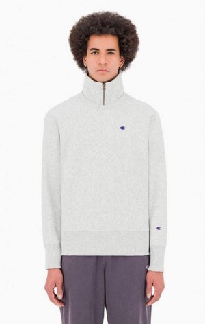 Champion Double Layer Reverse Weave Sweatshirt Tröjor Herr Ljusgrå | 9386-GZJKU