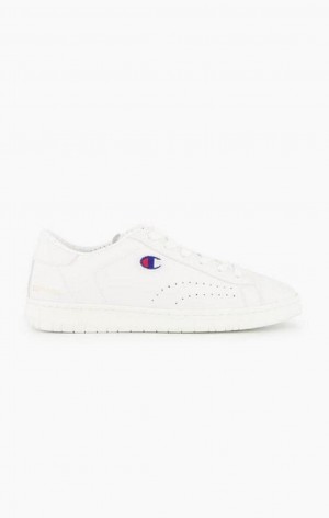 Champion Embroidered Logo Läder Trainers Träningsskor Dam Vita | 1085-USOZT