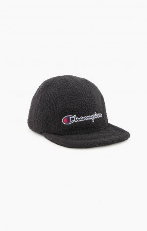 Champion Embroidered Script logo Teddy Baseball Cap Hatt Herr Svarta | 3845-KTXDW