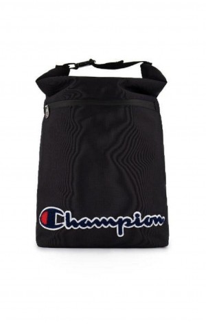 Champion Folding Top Script Logo Backpack Väskor Dam Svarta | 6385-WFAPV