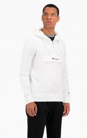 Champion Half Zip-Up Flap Pocket Fleece Hoodie Hoodie Herr Vita | 2615-NMXLR