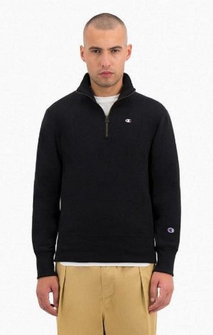 Champion Half Zip-Up Reverse Weave Sweatshirt Tröjor Herr Svarta | 8794-WKRLC