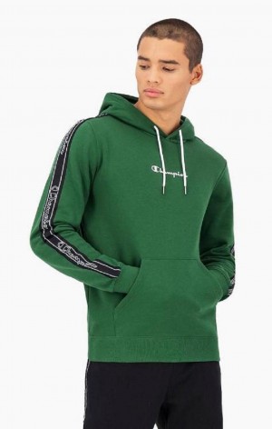 Champion Jacquard Logo Tape Hoodie Hoodie Herr Ljusgröna | 7054-AZNPK