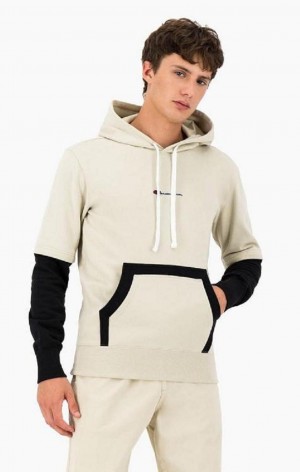 Champion Layered Small Script Logo Fleece Hoodie Hoodie Herr Bruna | 5237-RGHSV