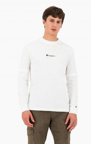 Champion Layered Small Script Logo T-Shirt T-shirt Herr Vita | 9786-CUQVH