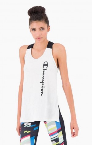 Champion Logo Tape Criss-Cross Back Jersey Tank Top T-shirt Dam Vita | 2046-TKGQV