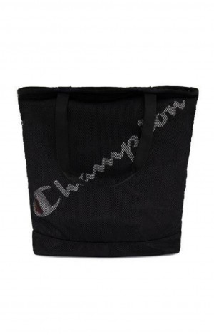 Champion Logo Tape Shopper Tote Bag Väskor Dam Svarta | 5794-OLRDP