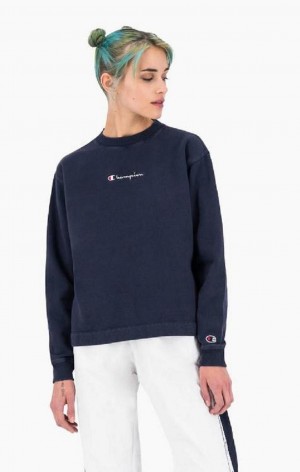 Champion Long Sleeve Bomull Fleece T-Shirt T-shirt Dam Mörkturkos | 0954-MVAWH