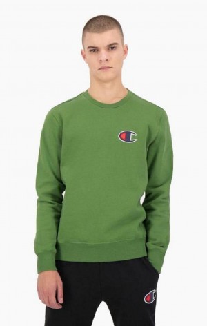 Champion Mocka C Logo Bomull Terry Sweatshirt Tröjor Herr Gröna | 5638-IVCLU