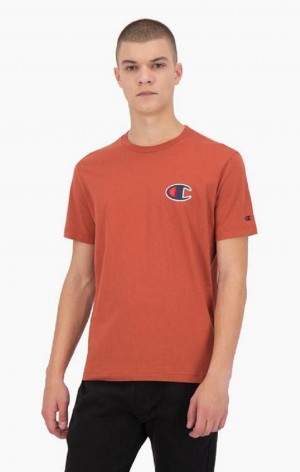 Champion Mocka C Logo Crew Neck T-Shirt T-shirt Herr Orange | 4302-ROXZP