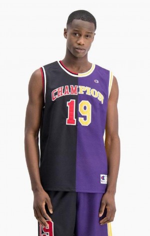 Champion NBMIX Patchwork 'Champion 19' Basketball T-shirt Herr Svarta Lila | 2958-ETDBG