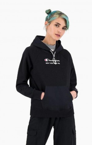 Champion New York Hoodie Hoodie Dam Svarta | 8421-WISFR