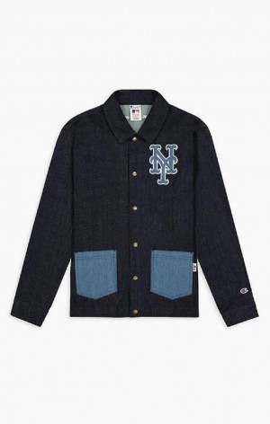 Champion New York MLB Denim Coach Jacket Jackor Herr Mörkblå | 1537-GNRLB