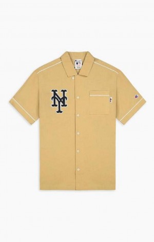 Champion New York MLB Korta Sleeved Shirt T-shirt Herr Beige | 9821-WDBKO