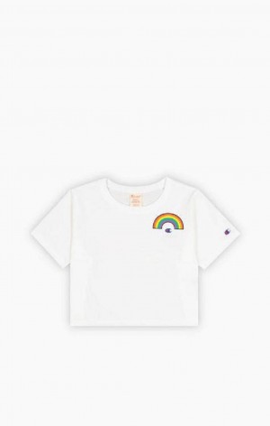 Champion PRIDE Crew Neck Cropped T-Shirt T-shirt Dam Vita | 0197-YZVRN