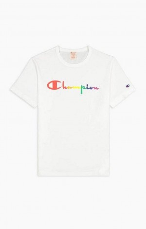 Champion PRIDE Crew Neck T-Shirt T-shirt Herr Vita | 7983-QEJXN