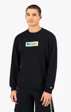 Champion Rainbow Box Script Logo Sweatshirt Tröjor Herr Svarta | 2037-FOMZJ