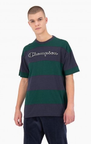 Champion Randig Script Logo T-Shirt T-shirt Herr Gröna | 4108-PNGXC