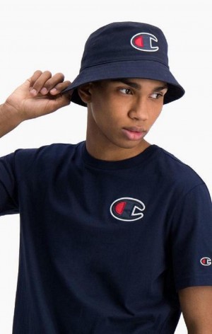 Champion Satin C Logo Crew Neck T-Shirt T-shirt Herr Mörkturkos | 7985-LUGJN