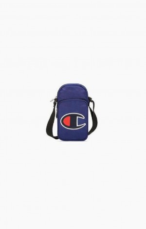 Champion Satin C Logo Patch Double Rem Crossbody Bag Väskor Dam Blå | 6783-OADEX