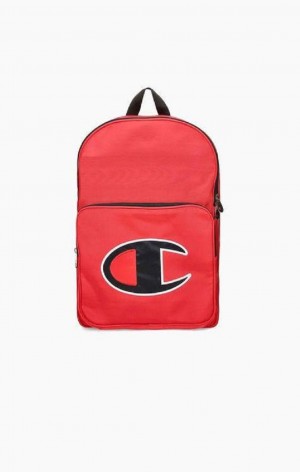 Champion Satin C Logo Patch Zipped Backpack Väskor Dam Röda | 8561-ZKQGC