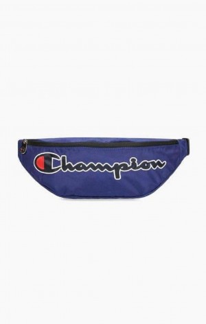 Champion Satin Script Logo Patch Belt Bag Väskor Herr Blå | 0375-FRQTI