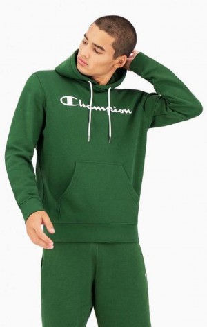 Champion Script Logo Fleece Hoodie Hoodie Herr Ljusgröna | 5361-JTWSP