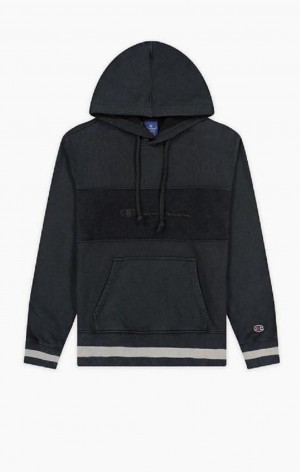 Champion Script Logo Reverse Weave Hoodie Hoodie Herr Svarta | 6485-SCEGI