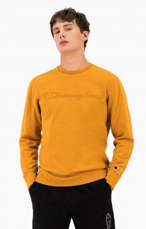 Champion Script Logo Reverse Weave Sweatshirt Tröjor Herr Orange | 3108-HFCZW