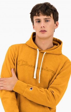 Champion Script Logo Washed Reverse Weave Hoodie Hoodie Herr Orange | 3789-HAGOL