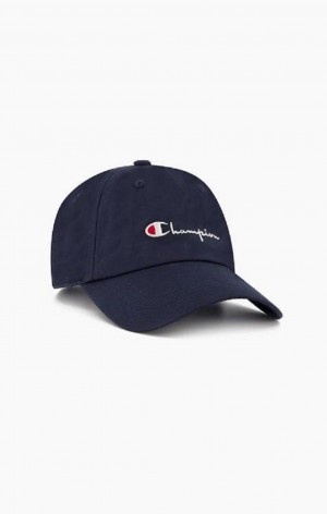 Champion Script Logo Woven Baseball Cap Hatt Herr Svarta | 7069-LHQMV