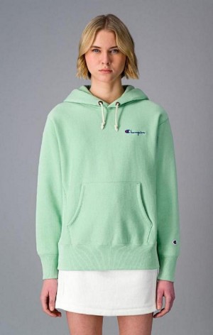 Champion Small Script Logo Hoodie Hoodie Dam Ljusgröna | 3289-AIVBD