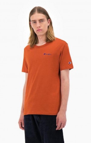 Champion Small Script Logo T-Shirt T-shirt Herr Bruna | 4951-MHFSV