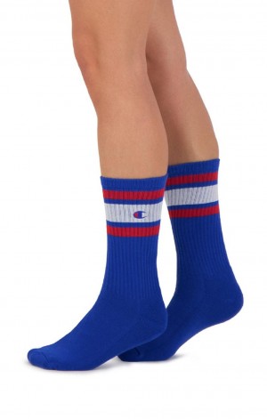 Champion Stripe Räfflad Crew Socks Strumpor Herr Blå | 8960-CFRXI