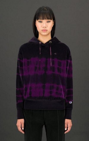 Champion Tie Dye C Logo Velour Hoodie Hoodie Dam Bruna | 8529-OXSVL