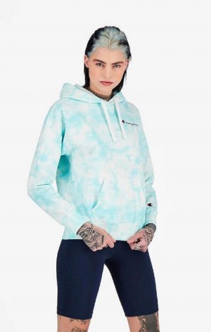 Champion Tie Dye Digital Print Hoodie Hoodie Dam Ljusblå | 2876-FUMYK