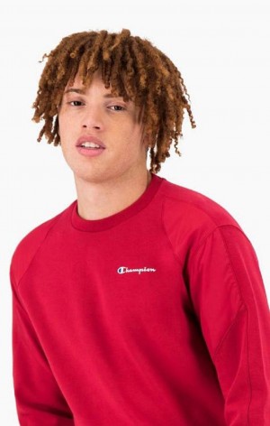 Champion Tryck Logo Print Vadderad Insert Sweatshirt Tröjor Herr Röda | 5234-MOFLI