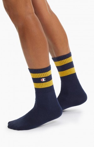 Champion Tube Stripe Crew Socks Strumpor Dam Mörkblå | 5104-IEGTN