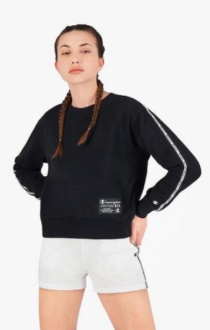 Champion USA Cropped Sweatshirt Tröjor Dam Svarta | 8097-LZFOY