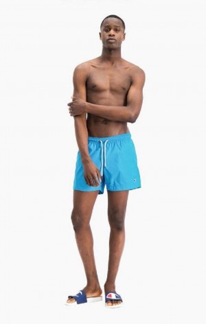 Champion Vatten Reacting Script Logo Print Swim Shorts Badkläder Herr Blå | 0317-CEWZD